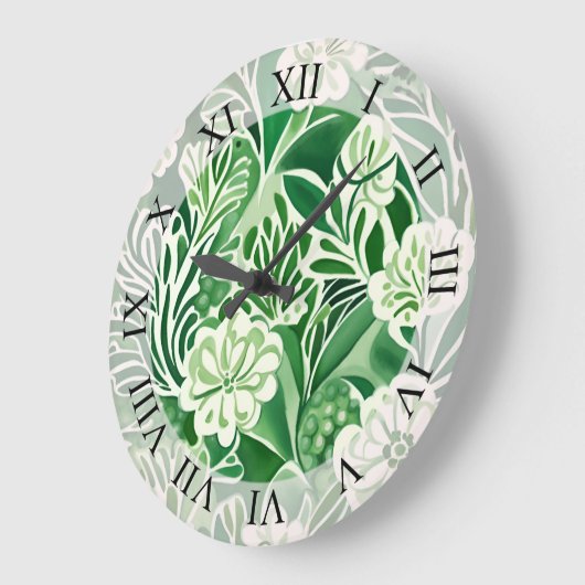 Groene bloemen,  design grote klok (Hoek)