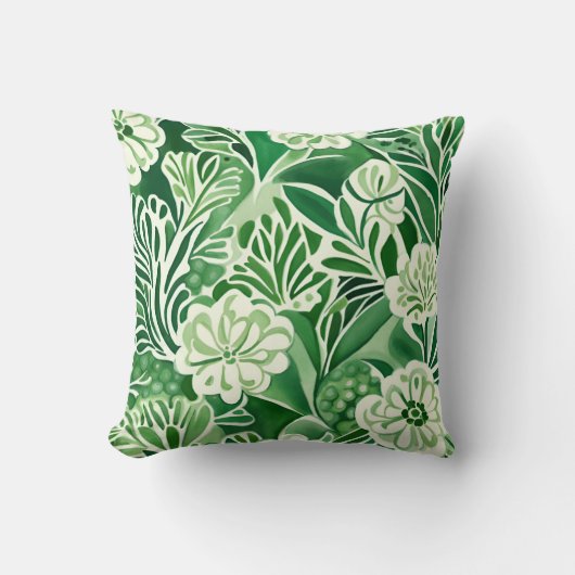 Groene bloemen, design kussen (Voorkant)