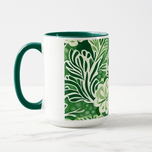 Groene bloemen,  design mok (Links)