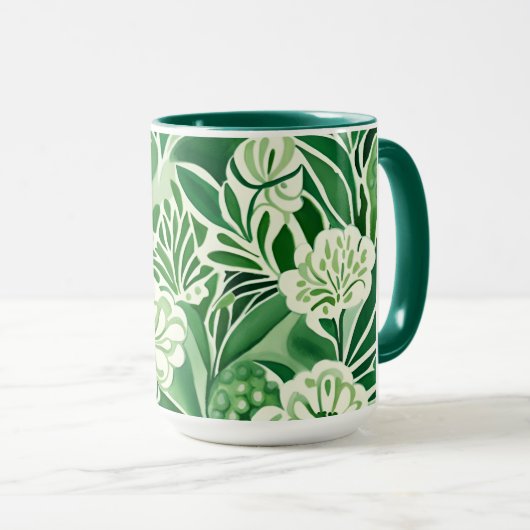 Groene bloemen, design mok (Voorkant rechts)