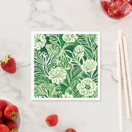 Groene bloemen, design servet (Insitu)