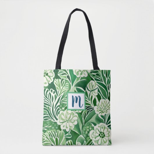Groene bloemen,  design tote bag (Voorkant)