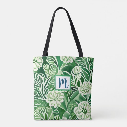 Groene bloemen,  design tote bag (Achterkant)