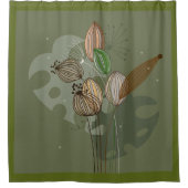 Groene bloemen douchegordijn (Voorkant)
