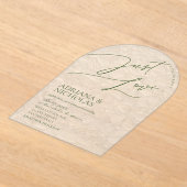 Groene Bloemen Eenvoudig Niets Fancy bruiloft Acryl Uitnodigingen (Laagn)