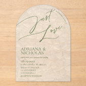 Groene Bloemen Eenvoudig Niets Fancy bruiloft Acryl Uitnodigingen (Voorkant)