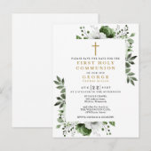 Groene Bloemen Eerste Heilige Communie Bewaar de d Briefkaart (Voorkant / Achterkant)