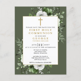Groene Bloemen Eerste Heilige Communie Bewaar de d Briefkaart