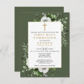 Groene Bloemen Eerste Heilige Communie Bewaar de d Briefkaart (Voorkant / Achterkant)