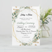 Groene Bloemen Elegantie Huwelijksuitnodiging Kaart (Staand voorkant)