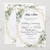 Groene Bloemen Elegantie Huwelijksuitnodiging Kaart (Voorkant / Achterkant)