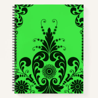 groene bloemen en culicues print notitieboek