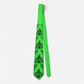 groene bloemen en culicues print stropdas (Voorkant)