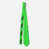 groene bloemen en culicues print stropdas (Achterkant)