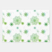 Groene bloemen en sterren inpakpapier vel (Voorkant 2)
