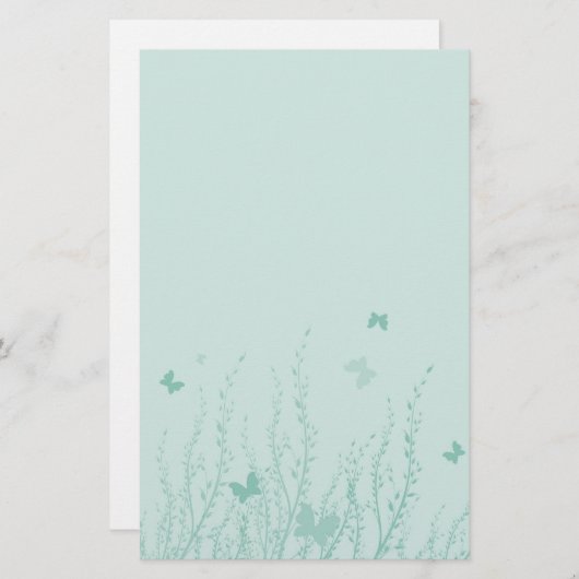 Groene bloemen en vlinders van zee - Briefpapier (Voorkant / Achterkant)