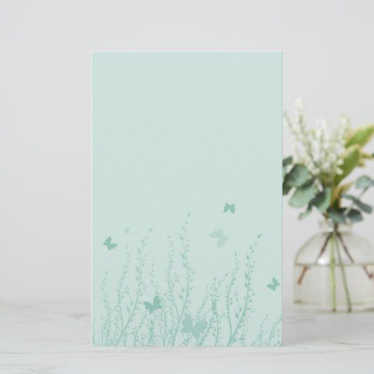 Groene bloemen en vlinders van zee - Briefpapier (Staand voorkant)