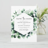 Groene Bloemen Eucalyptus Digitale Huwelijk Save The Date (Staand voorkant)