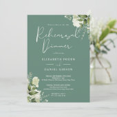 Groene bloemen Eucalyptus groene repetitie diner Kaart (Staand voorkant)