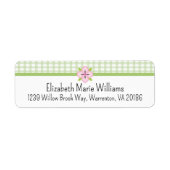 Groene Bloemen Gingham Retouradres Etiket (Voorkant)