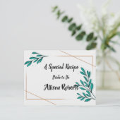 Groene Bloemen Goud Folie Bladeren Bruidsfeest Briefkaart (Staand voorkant)