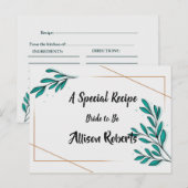 Groene Bloemen Goud Folie Bladeren Bruidsfeest Briefkaart (Voorkant / Achterkant)