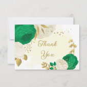 groene bloemen gouden botanische bruiloft bedankkaart (Voorkant)
