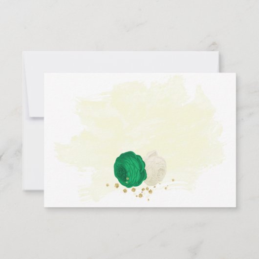 groene bloemen gouden botanische bruiloft bedankkaart (Achterkant)
