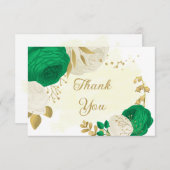 groene bloemen gouden botanische bruiloft bedankkaart (Voorkant / Achterkant)
