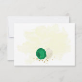 groene bloemen gouden botanische bruiloft bedankkaart (Achterkant)