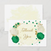 groene bloemen gouden botanische bruiloft bedankkaart (Voorkant / Achterkant)