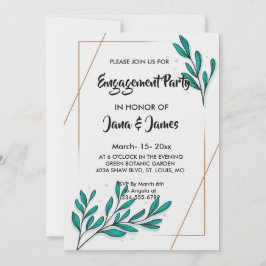 Groene bloemen gouden folie bladeren   Trouwdag Kaart