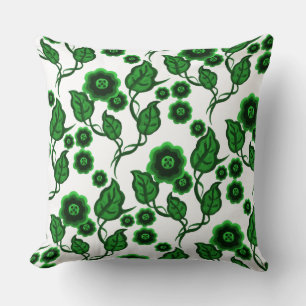 Groene bloemen, groene bladeren, Folkkunstbloem Kussen