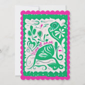 Groene Bloemen Hart Papel Picado Mexicaanse bruilo Kaart (Achterkant)