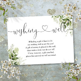 Groene Bloemen Hart Script Wensput Bruiloft Informatiekaartje