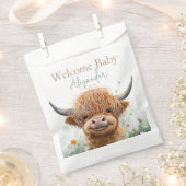 Groene bloemen Highland koe baby shower gunstzakke Bedankzakje (Geknipt)