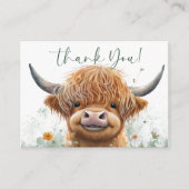 Groene bloemen Highland Koe bedankkaart Informatiekaartje (Voorkant)