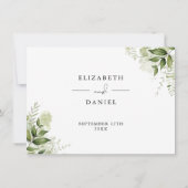 Groene Bloemen Huwelijksdetails Informatiekaart Kaart (Achterkant)