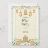 Groene Bloemen Iftar Party Kaart (Voorkant)
