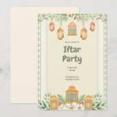 Groene Bloemen Iftar Party Kaart (Voorkant / Achterkant)