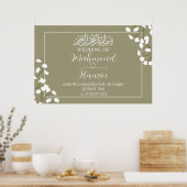 Groene Bloemen Islamitische Moslim Bruiloft Poster (Keuken)