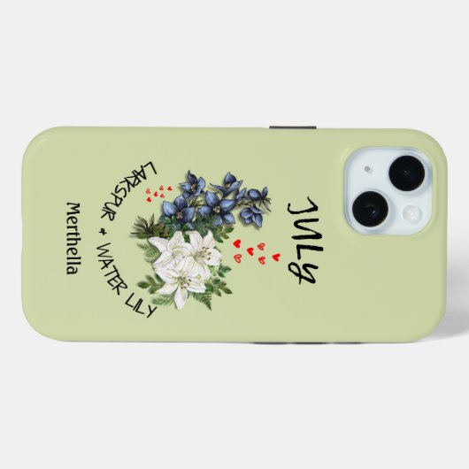 Groene Bloemen JULI Geboorte Maand Bloem Aangepast Case-Mate iPhone Case (Achterkant (horizontaal))