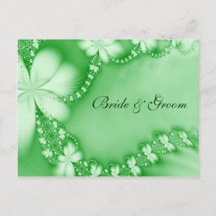 Groene Bloemen Juweel, Bruid & Bruidegom Briefkaart