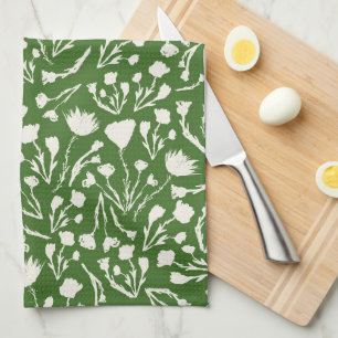 Groene Bloemen Kerst Decor Theedoek