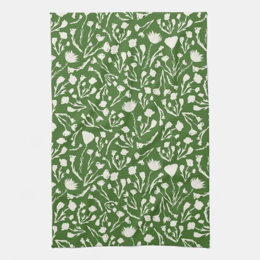 Groene Bloemen Kerst Decor Theedoek (Verticaal)