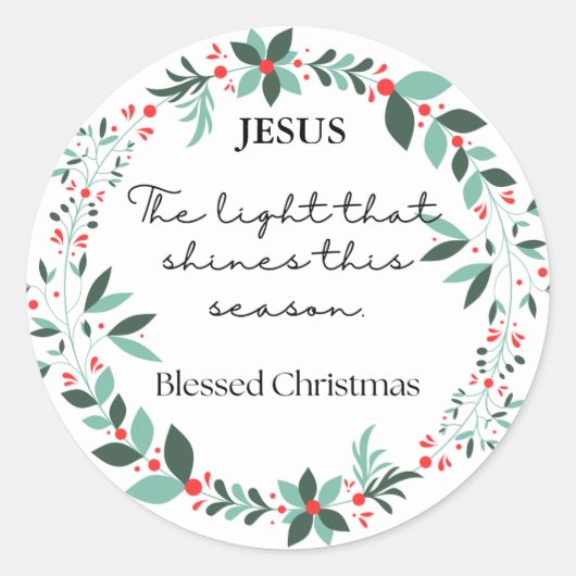 Groene bloemen Kerst stickers (Voorkant)