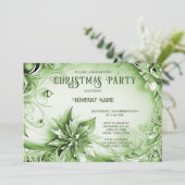 Groene Bloemen Kerstfeest Vakantie Uitnodiging (Staand voorkant)