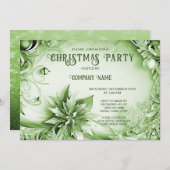 Groene Bloemen Kerstfeest Vakantie Uitnodiging (Voorkant / Achterkant)
