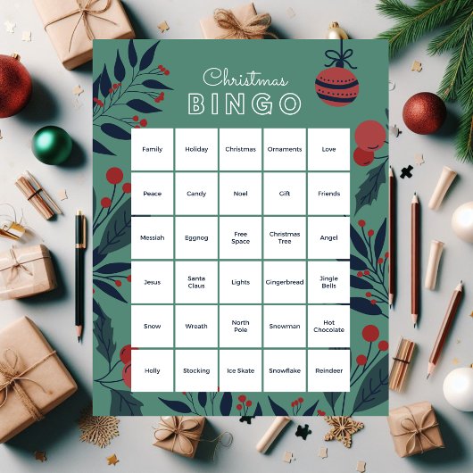 Groene Bloemen Kerstmis Bingo Jigsaw Puzzel