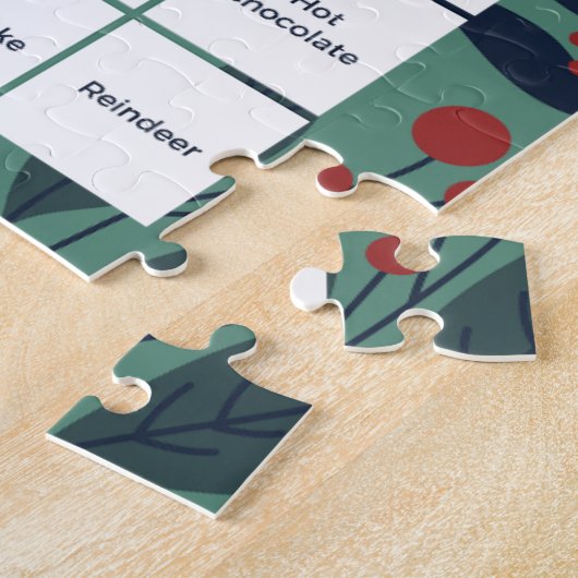 Groene Bloemen Kerstmis Bingo Jigsaw Puzzel (Zijkant)